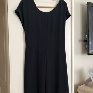 LOFT 18 Black crepe jumpsuit - side pockets-back tie-zip back - worn once-loose